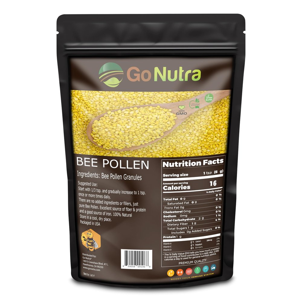 Go Nutra Bee Pollen Granules Pure | Fresh Harvest, Natural Superfood, Raw Sweet Flavor | Rich in B Vitamins, Minerals, Protein, & Antioxidants | Keto, Non-GMO (1 lb.)