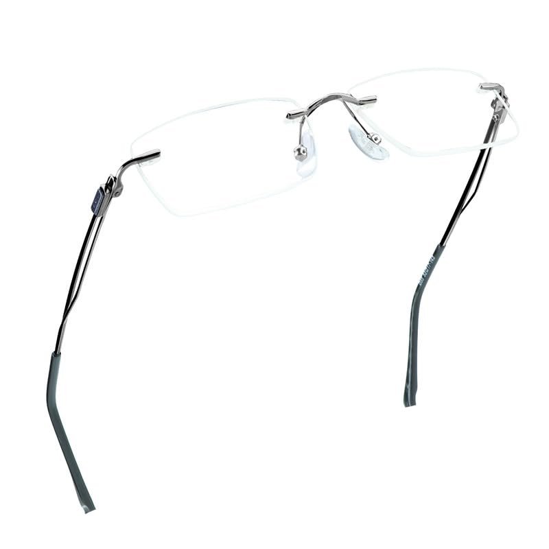 LifeArt Blue Light Blocking Glasses, Computer Reading Glasses, Anti Blue Rays, Reduce Eyestrain, Stylish for Men and Women(Grey,+4.00 Magnification)