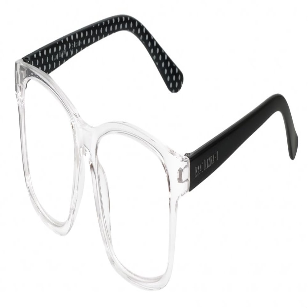 Calabria IM 31268 Blue Light Glasses +3.50 Crystal Clear Black White Polka Dot Women Designer Trendy Chic Readers Eyeglasses