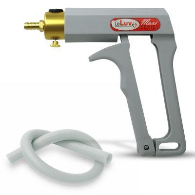 LeLuv Vacuum Pump Grey Maxi Ergonomic Handle with Release Valve - Bundle with Clear Hose and Fitting