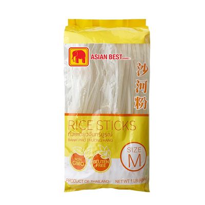 Asian Best Rice Sticks, Medium Size 3mm, Non-GMO, Gluten Free, Product of Thailand, 1 lb
