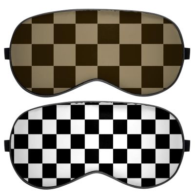 BHAHB 2 PCS Sleep Eye Mask Silk Sleeping Soft with Elastic Strap Eye Sleep Shade Cover for Cute Aesthetic Unisex Women Girls for Airplane Travel Nap-Checker