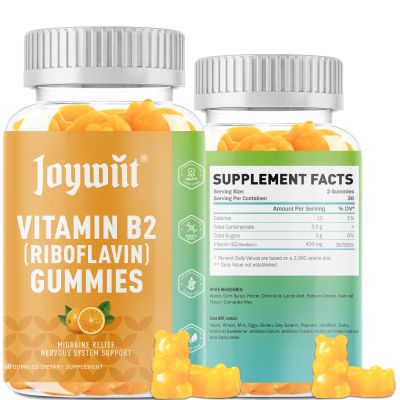 Joywiit Vitamin B2 Gummies | Riboflavin 400mg | B2 Vitamin 400mg Chewable for Adults and Kids, Migraine Relief & Energy and Nervous System Support, Non GMO, Vegan - 120 Counts