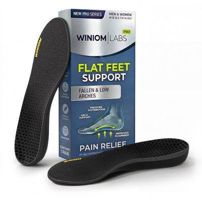 Orthotic Insoles for Plantar Fasciitis - Arch Support, Shock Absorption, Shoe Inserts for Men & Women - Relieve Heel & Foot Pain, Ideal for Flat Feet (Charcoal, M 13-13.5)