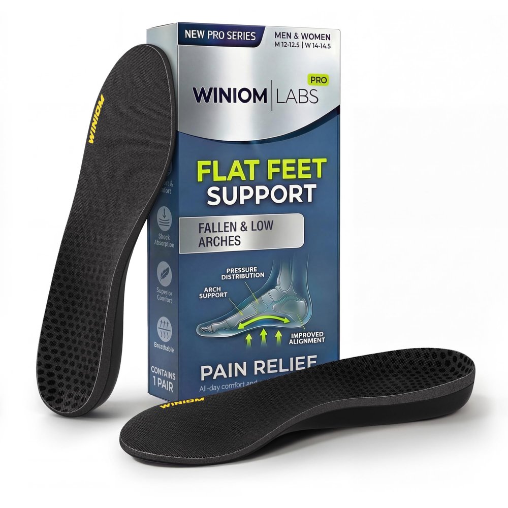 Orthotic Insoles for Plantar Fasciitis - Arch Support, Shock Absorption, Shoe Inserts for Men & Women - Relieve Heel & Foot Pain, Ideal for Flat Feet (Charcoal, M 13-13.5)