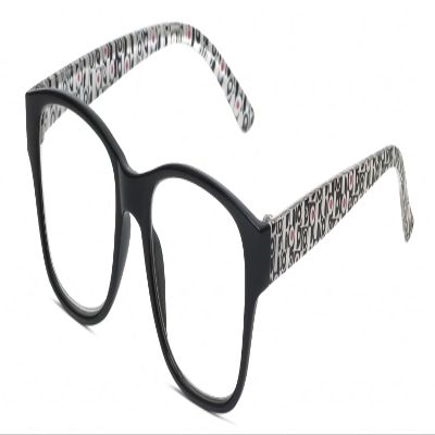 Calabria L 15558 Blue Light Filter Reading Glasses +0.75 Black Modern Art White Women Trendy Chic Readers Fashion Eyeglasses