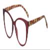Calabria L 15559 Cat-Eye Reading Glasses +3.75 Crystal Red Modern Art Brown Tan Women Trendy Chic Readers Fashion Eyeglasses view 1