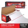 Stock Your Home Heavy Duty Aluminum Foil Roll, 1000 FT x 12 Inches Wide Non Stick Aluminum Foil Heavy Duty Rolls, Heavy Duty Foil with Easy Tear Dispenser, Premium Tinfoil Roll to Wrap & Store Food view 2
