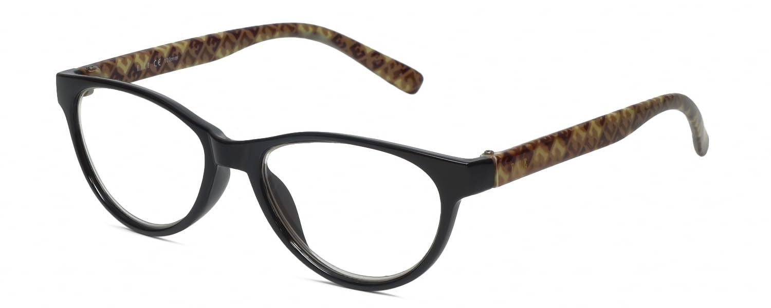 Calabria L 15579 Blue Light Filter Reading Glasses +2.25 Black Yellow Women Designer Trendy Reader Fashion Modern Eyeglasses