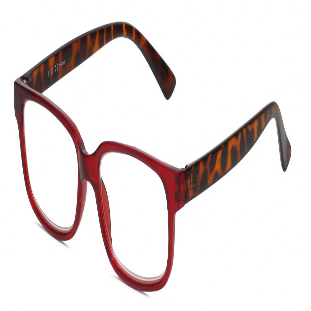 Calabria L 15581 Reading Glasses +4.50 Red Crystal Tortoise Havana Brown Women Trendy Chic Reader Stylish Fashion Eyeglasses