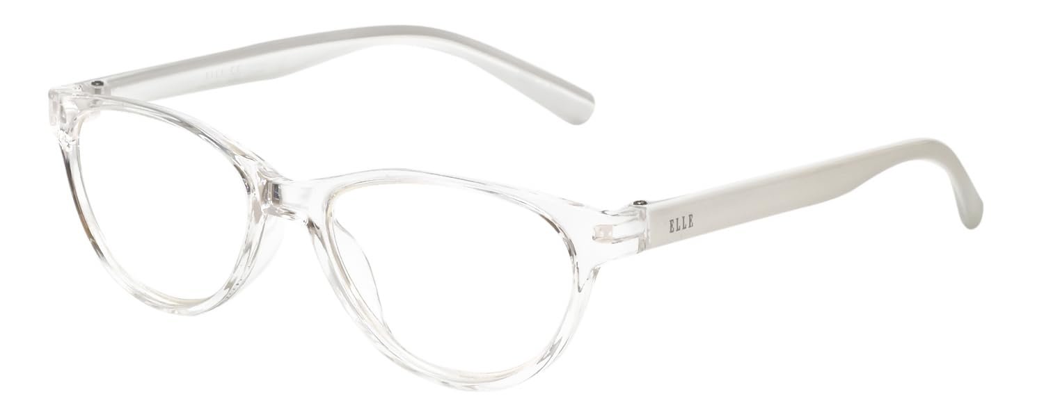 Calabria L 15579 Blue Light Filter Reading Glasses +0.50 Crystal Clear White Women Designer Trendy Reader Fashion Eyeglasses