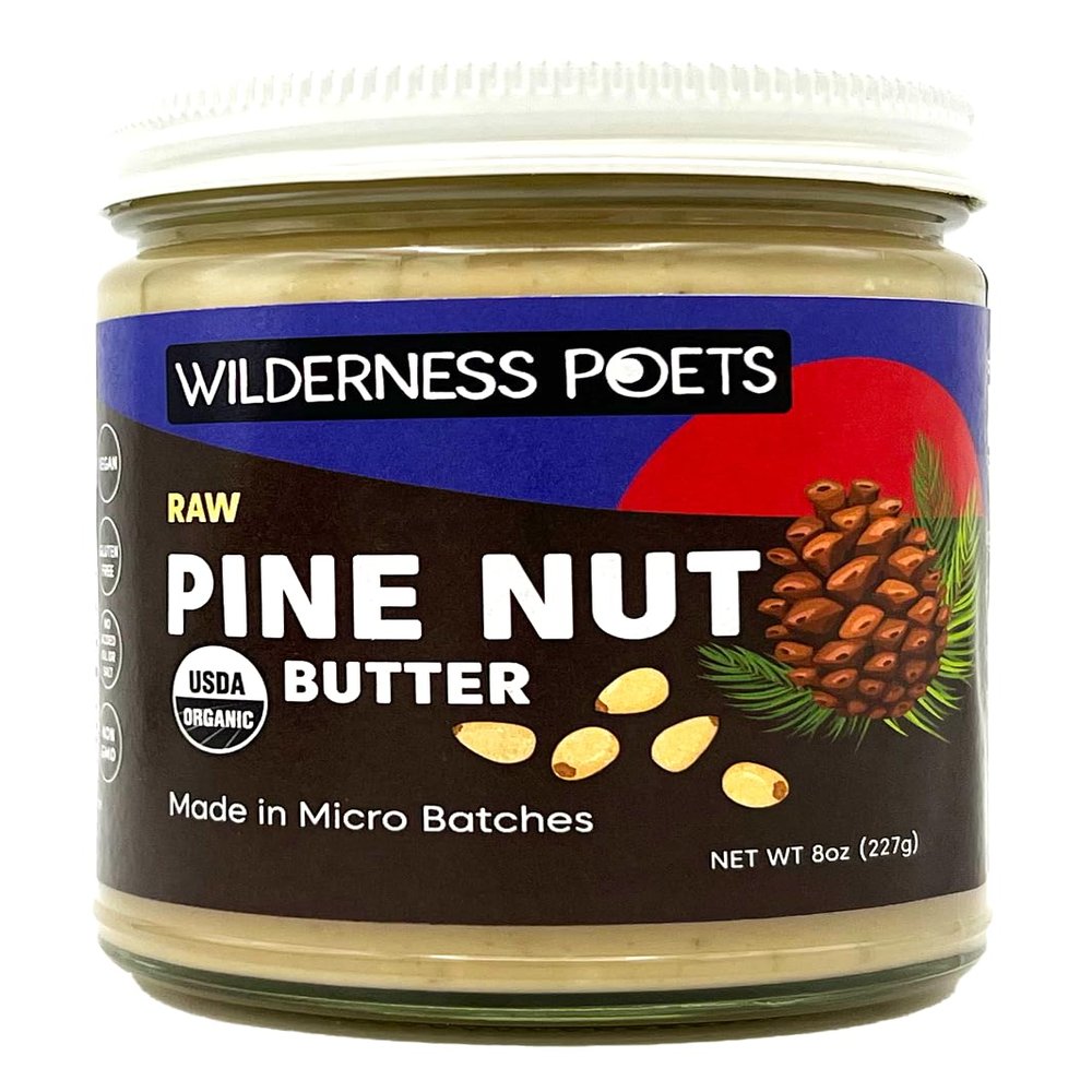 Wilderness Poets, Pine Nut Butter - Organic, Raw, 100% Pine Nuts (8 Ounce) - No Salt, No Sugar, Creamy & Buttery - Glass Jar