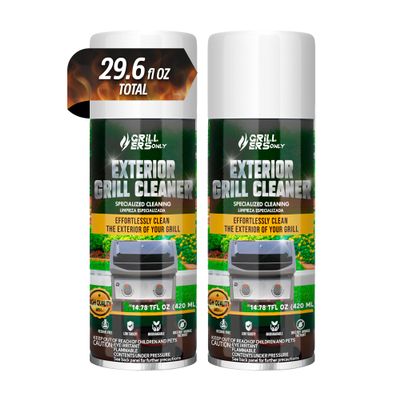 2-Pack Exterior Grill Cleaner Spray | Grill Spray & Degreaser for Outdoor Surfaces, Patio Furniture & Griddles | Anti Rust Spray for Metal Maintenance - 14.8 fl oz.