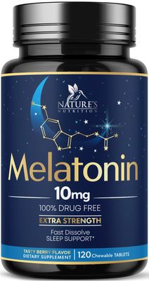 Melatonin 10mg - Fast Dissolve Tablets - Sugar-Free Melatonin Supplement for Restful Sleep Support, Extra Strength Sleep Support Formula for Adults, Delicious Berry Flavor, Bottled in USA - 120 Count