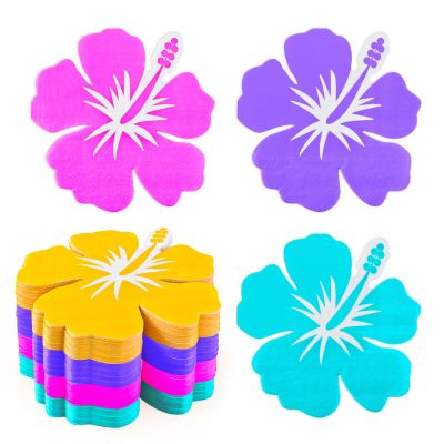 200 Pack Hawaii Laua Paper Napkins Tropical Luncheon Disposable Napkins Hawaii Hibiscus Beverage Napkins for Beach Summer Hawaiian Luau Party Supplies Tableware Decorations