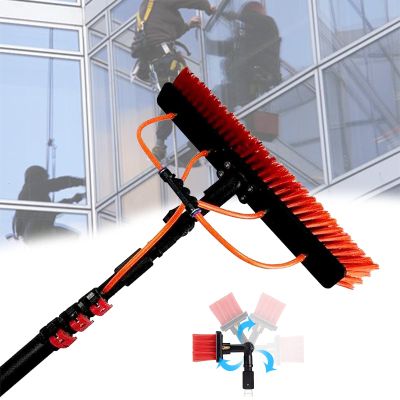 Water Fed Pole Kit, 20-36ft Water Fed Cleaning System Window Glass Solar Panel Washing Tool with 66' Hose and 4 Outlet Holes, Adjustable Window Cleaning Pole,9m/30ft