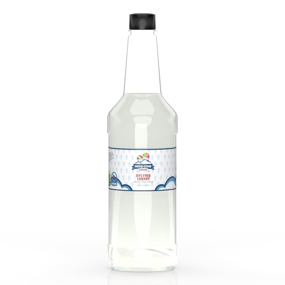 Cherry Dye Free Cane Sugar Snow Cone and Shaved Ice Flavor Syrup | 32oz | Ready To Use