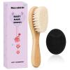 Baby Hair Brush, Mocokkiti Goat Bristles Brush and Baby Cradle Cap Brush Set for Cradle Cap Wood Bristle Brush for Newborns and Toddlers 2PCS view 1