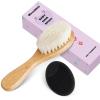 Baby Hair Brush, Mocokkiti Goat Bristles Brush and Baby Cradle Cap Brush Set for Cradle Cap Wood Bristle Brush for Newborns and Toddlers 2PCS view 2