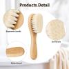 Baby Hair Brush, Mocokkiti Goat Bristles Brush and Baby Cradle Cap Brush Set for Cradle Cap Wood Bristle Brush for Newborns and Toddlers 2PCS view 3