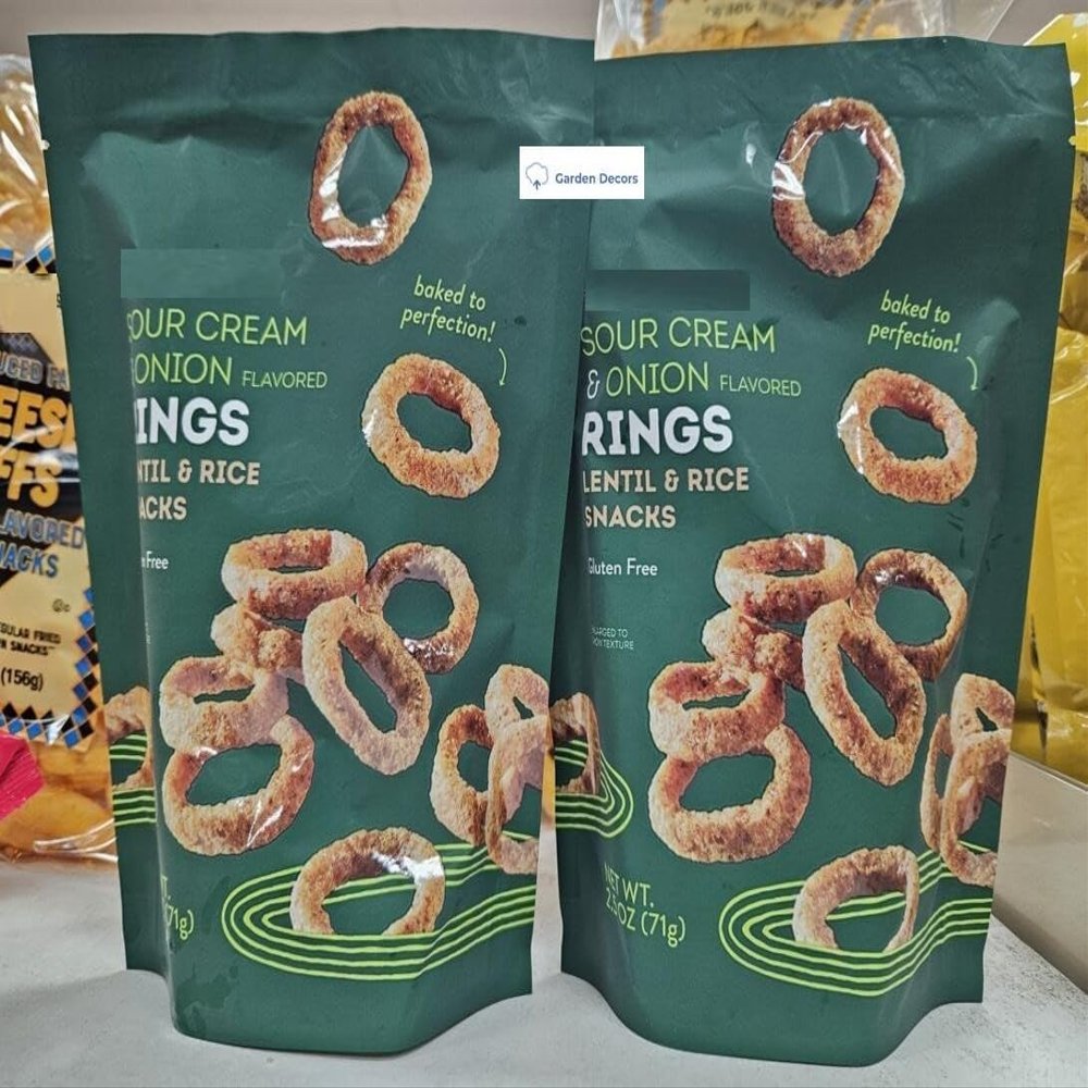 NineLife Basics Trader Joe's Sour Cream & Onion Flavored Rings Lentile & Rice Snacks 2.5oz 71g (Two Bags)