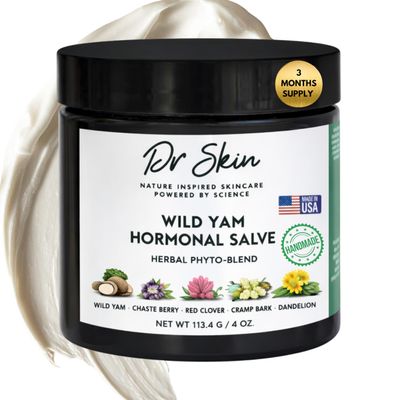 Dr. Skin Organic Wild Yam Cream for Women | Herbal Balancing Moisturizer for Womens Comfort with Dandelion, Red Clover, Chaste Berry & Cramp Bark | Nourishing Natural Cream, 4oz