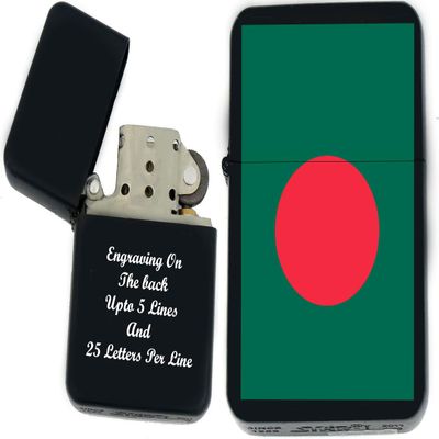 Flags of The World Nations UV Printed Windproof Oil Lighter - Personalized Custom Engraving on The Back A - C (Bangladesh) - Christmas, Halloween & Valentines Day Gift