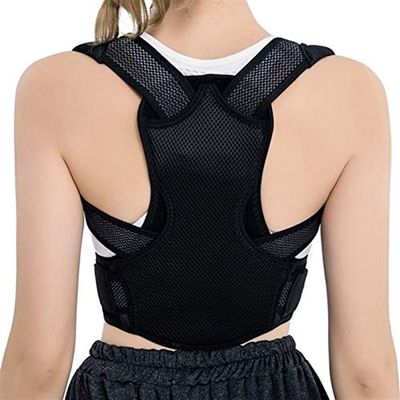 Back Brace And Posture Corrector Women Men Hunchback Correction Belt Adjustable Shoulder Straightener Back Posture Trainer Neck Clavicle Pain Relief Spine Corrector ( Color : Black , Size : X-Large )