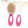 ifundom 2pcs Pink Hairbrush Boy Girl Comb Gentle Care Brush Set for Newborns Ergonomic Design Natural Bristles for Sensitive Scalps for Daily Grooming view 2