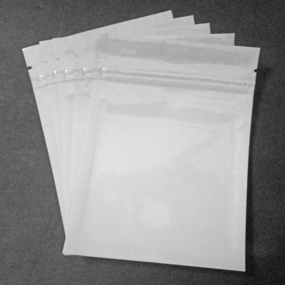 (25 Pieces) White Mylar Resealable Zip & Seal Bags 3.5x5 Inches, Heat Sealable, Zipper, Smell Proof