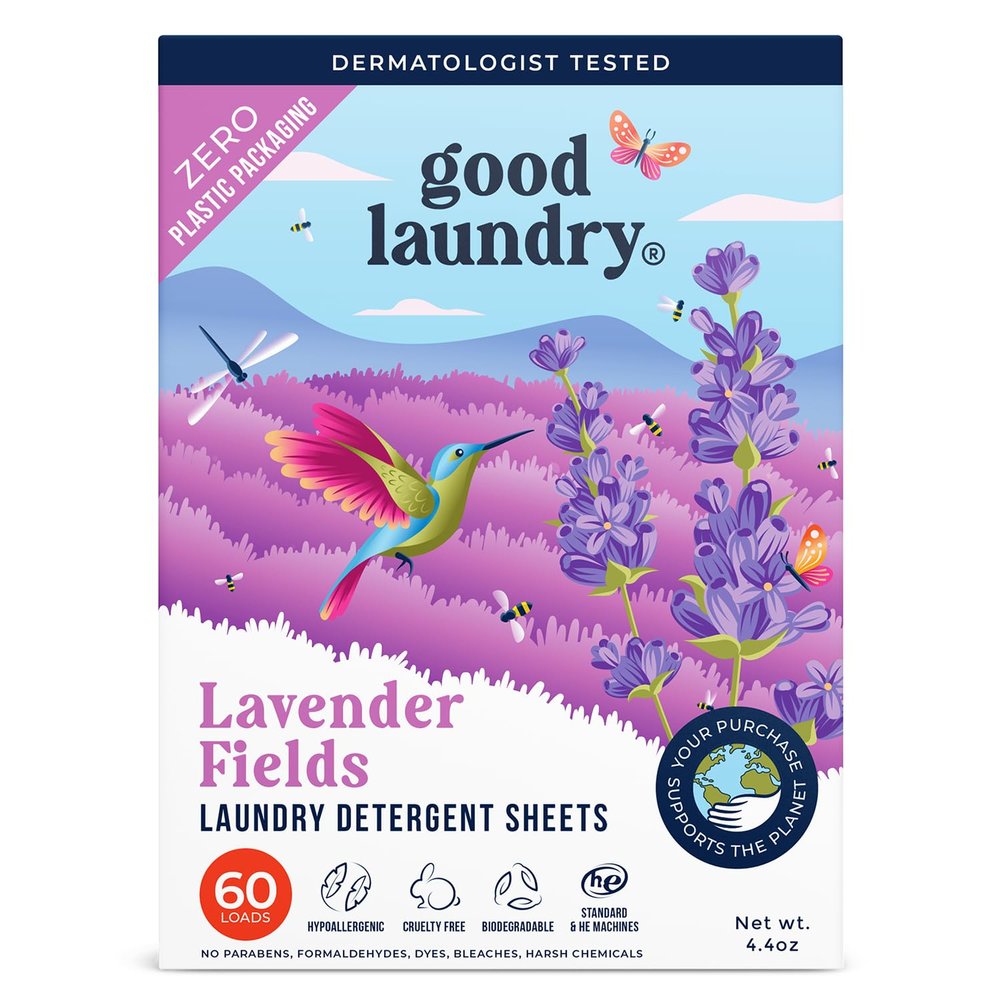 Eco-Friendly Lavender Scented Detergent Sheets (60 Loads) - Hypoallergenic, Zero-Waste Laundry Solution - No Plastic Jugs, Biodegradable & Vegan, Gentle on Skin - Based in the USA