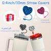 10mm Silicone Heart Straw Covers for Stanley 40&30 Oz Tumbler Dustproof Leopard Print Heart Straws Tips Reusable Splash Proof Rainbows Straw Toppers Silicone Straw Cap Valentines Day 11Pcs view 2