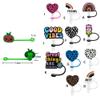 10mm Silicone Heart Straw Covers for Stanley 40&30 Oz Tumbler Dustproof Leopard Print Heart Straws Tips Reusable Splash Proof Rainbows Straw Toppers Silicone Straw Cap Valentines Day 11Pcs view 3