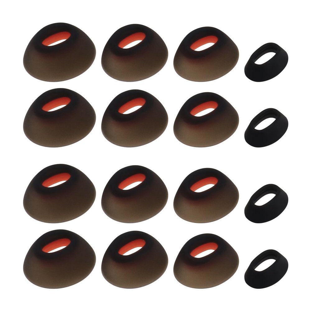 Be In Your Mind 8Pair Black Silicone Earplugs in-Ear Headphones Eartips Replacement Earbuds Headphone Attachments Compatible with JBL Tune Flex 4 Sizes (XS/S/M/L), large