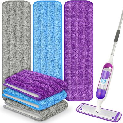 6 Pack Reusable Mop Pads for Swiffer PowerMop, Super Absorption, Multi-Surface Hardwood Floor Cleaning, Machine Washable Up to 100 Times, Durable, Suitable for All Finished Floors