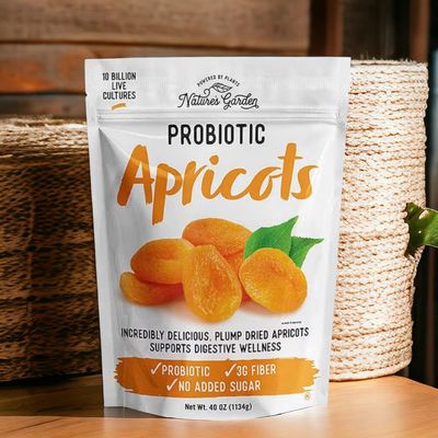 NineLife Basics Natures Garden Probiotic Apricots - Probiotic Dried Fruit, Plump Dried Apricots, Gluten-Free, Dairy-Free, Vegan 40 Oz