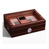 High End Cigar Humidor, Small Mini Cigar Cabinet for 30-50 Cigars with Humidifier and Hygrometer, Desktop Cedar Wood Cigar Box Storage Case with Glass for Men, Reddish Brown view 1