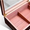 High End Cigar Humidor, Small Mini Cigar Cabinet for 30-50 Cigars with Humidifier and Hygrometer, Desktop Cedar Wood Cigar Box Storage Case with Glass for Men, Reddish Brown view 2