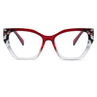 AOOLIA Cat Eye Reading Glasses for Women Vintage Dual-color Full Rim Multicolor Blue Light Blocking Reader Eyeglasses (Red, 3, Diopters)