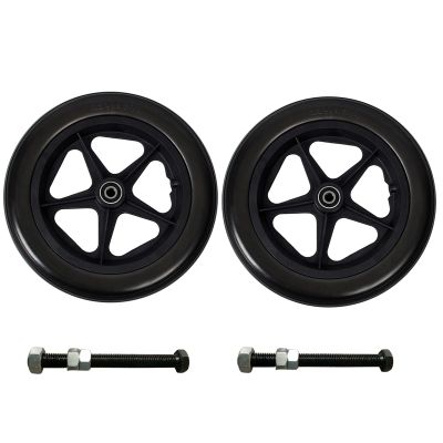 122 Wheelchair Rear Wheels Assembly (Pair), 12inch Back Wheel Replacement, Non-Pneumatic Solid Tire,Black