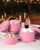 GnFlus Round Gift Boxes with Lids for Presents Set of 4 Pink Velvet Nesting Gifts Box for Arrangements Flowers Wedding Birthday Valentines Bridesmaid Christmas Party Anniversary view 2