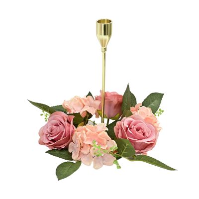 Artificial Rose Candle Circle, Multicolor Wreath Decor for Tables Party Valentine Day Home Dinner Decoration (220708HJ01-5)