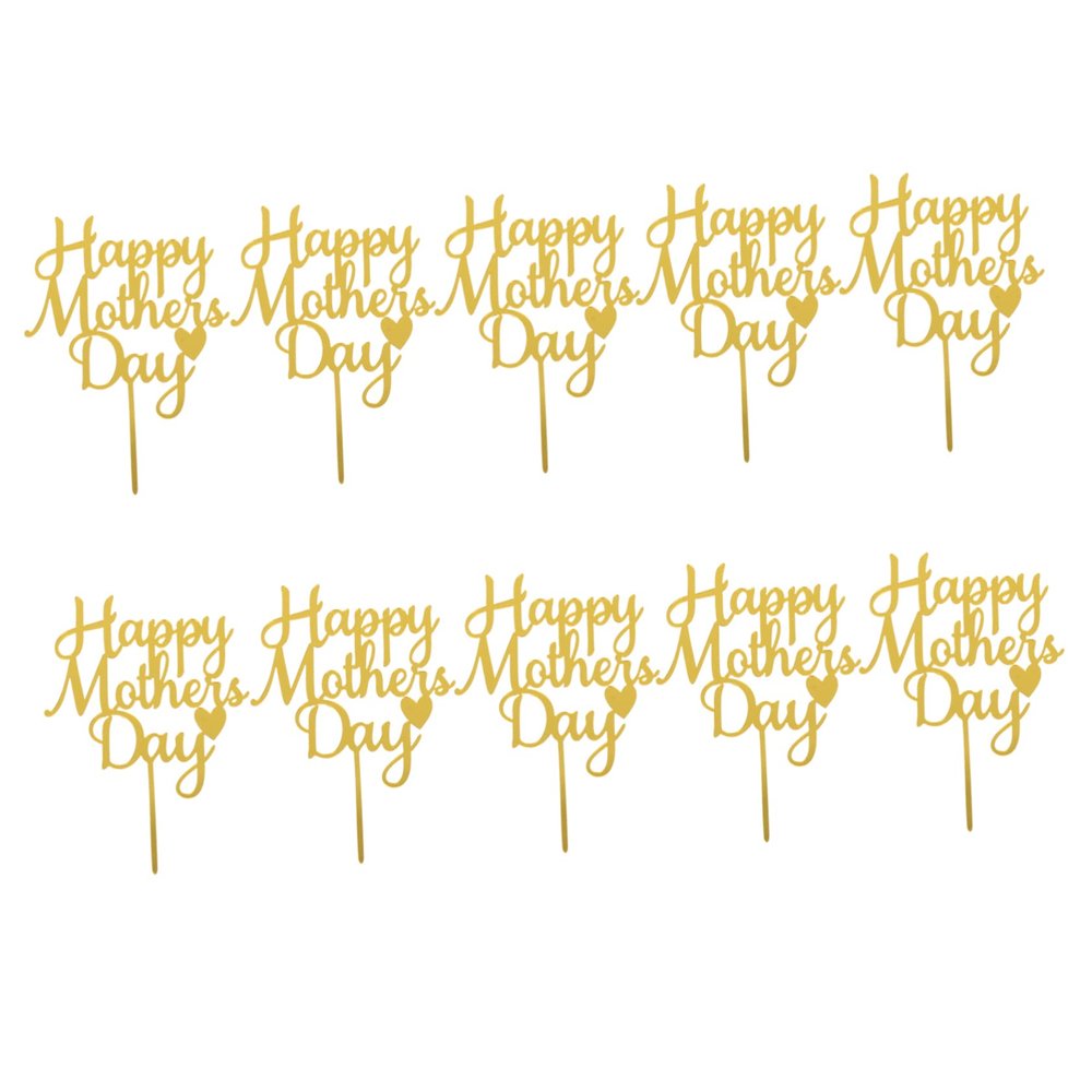 OFFSCH 10pcs Happy Mother's Day Acrylic Cake Decoration Inserts Elegant Cake Toppers for Mother's Day Party Cute Mirror Finish Your Celebration Stylish Decor