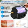 Retainer Cleaner Machine - 255ML Ultrasonic Denture Cleaner for Aligner Mouth Guard Toothbrush Ring Diamond, 45kHz LED Light Sonic Cleaning Machine for Jewelry, Dental Appliances view 2