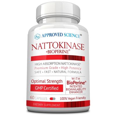 Approved Science Nattokinase - 4,000 FU - 200 mg - Free of Vitamin K2 - Contains BioPerine - One Month Supply - Vegan, Non-GMO - 60 Capsules