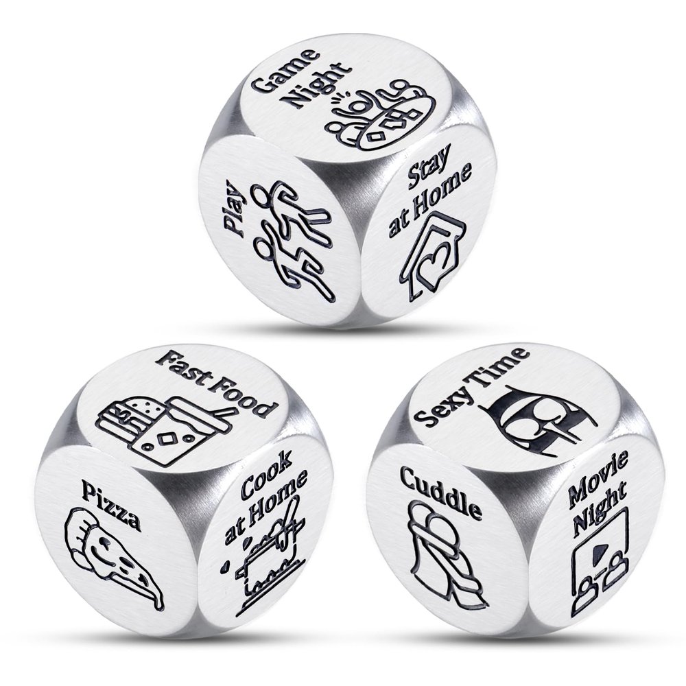 25th Anniversary Wedding Gifts for Couple, Boo Basket Stuffers for Husband Wife, White Elephant Gifts for Adults, Food Decision Dice, 25 Year Aanniversary Steel Gifts for Women Men Stocking Stuffers