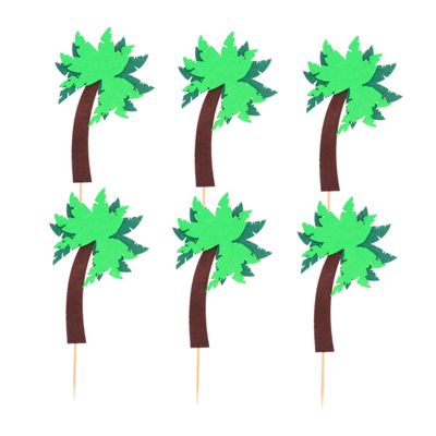 IMIKEYA 6sets Coconut Tree Cake Toppers Tropical Dessert Table Decorations for Birthdays Showers and Festivals Cloth Material Fun Party Picks for Cakes and Cupcakes