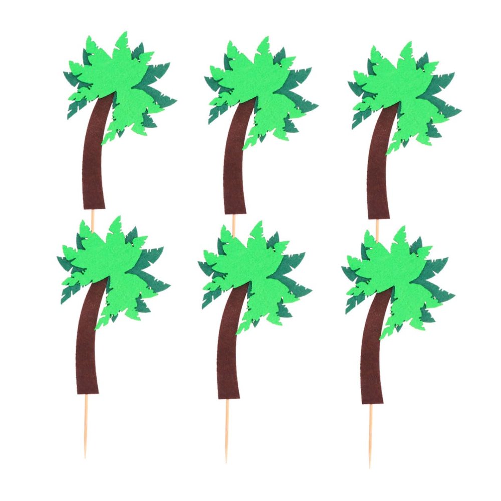 IMIKEYA 6sets Coconut Tree Cake Toppers Tropical Dessert Table Decorations for Birthdays Showers and Festivals Cloth Material Fun Party Picks for Cakes and Cupcakes