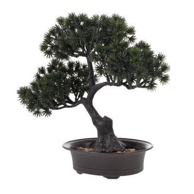 Ciieeo 1pc Artificial Bonsai Pine Tree Potting Plant for Home Office Decor Lifelike Simulation Ornament for Table Centerpiece and Zen Garden Deep Green Design