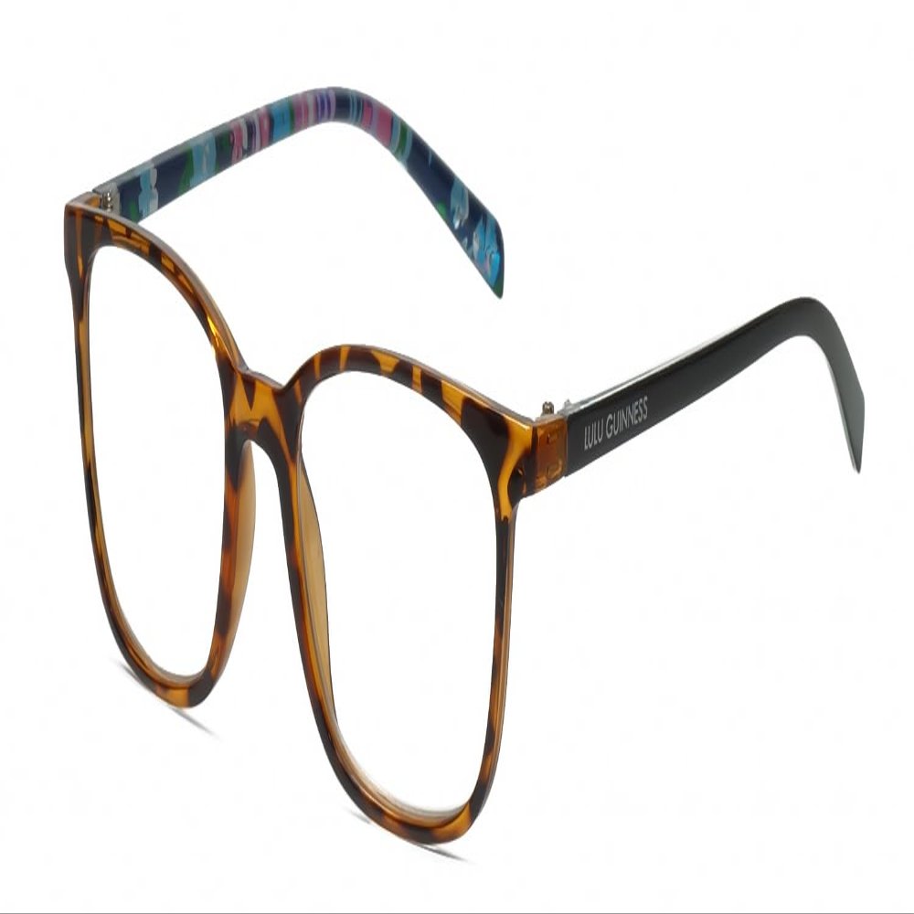 Calabria Lulu Blue Light Reading Glasses +3.00 Tortoise Havana Brown Colorful Floral Women Readers Fashion Trendy Eyeglasses